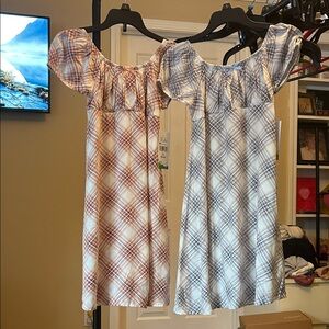 Plaid Girls Dresses in Pink and Blue Size Large 12 Twins ??